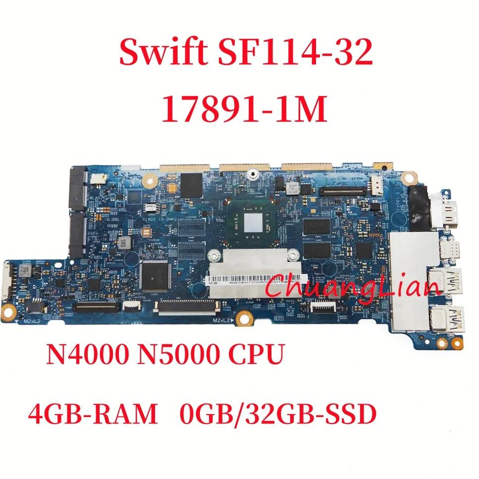 ̼ Ʈ SF114-32 Ʈ  κ, 17891-1M, N4000 N5000 CPU, 4GB RAM, 0GB, 32GB SSD 100%,  ׽Ʈ Ϸ